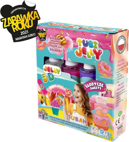 Set kreativ TUBAN Tubi Jelly, 3 ngjyra, motive ëmbëlsirash, multikolor