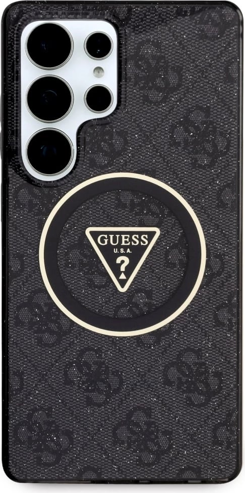 Mbështjellës Guess 4G Glitter Triangle Buttons MagSafe për Samsung Galaxy S25 Ultra, Zi Mbështjellës Guess 4G Glitter Triangle Buttons MagSafe për Samsung Galaxy S25 Ultra, Zi
