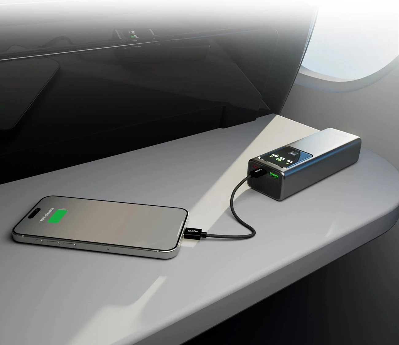 Powerbank SBS 20000mAh LCD PD 100W, Gri