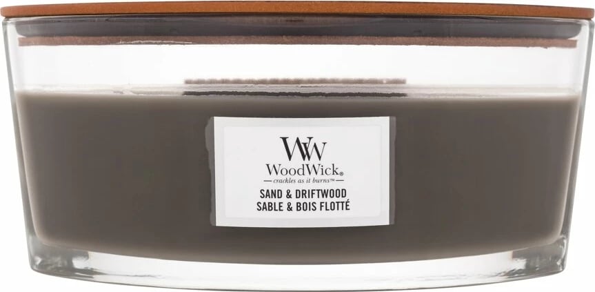 Qiri aromatik WoodWick Sand & Driftwood, 453.6g