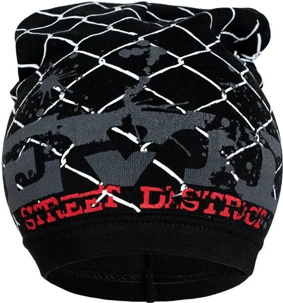 kapuç pranveror për fëmijë, NEW BABY, Evil Street District, 100% pambuk, i shtrirshëm, perimetër 40-50 cm, madhësia 104 (3-4 vjet), i zi