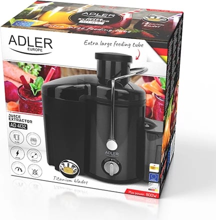 Shtrydhëse lëngjesh, Adler AD 4132, 600W, 0.45L enë lëngu, 1.5L enë tuli, tehe me shtresë titani, dark inox