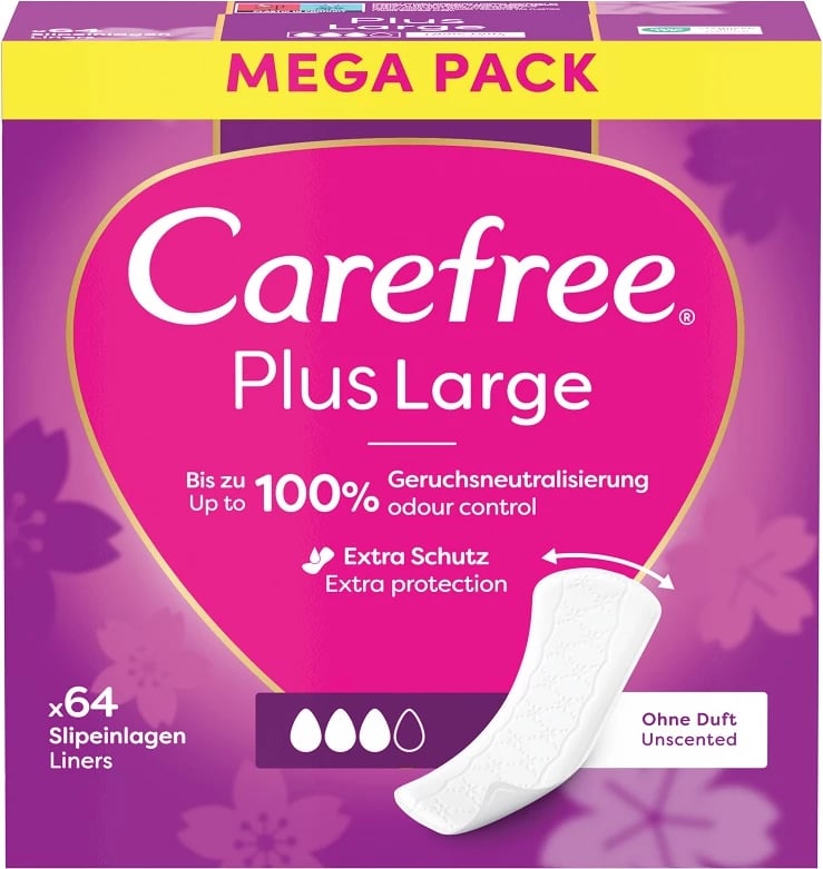 Tampona higjienike Carefree Plus Larger Light Scent, 64 copë
