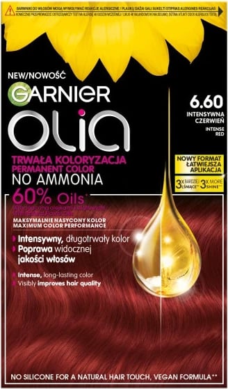 Ngjyrë për flokë për femra Garnier Olia 6.60 e kuqe intensive, 1 copë