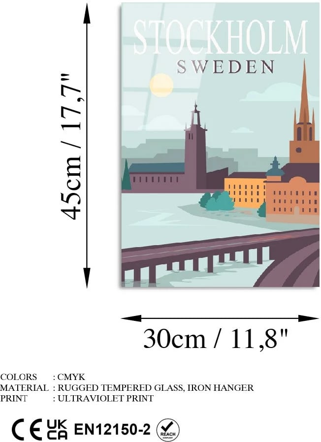 Pikturë dekorative prej xhami të temperuar, Wallity UV-1024, 30x45cm
