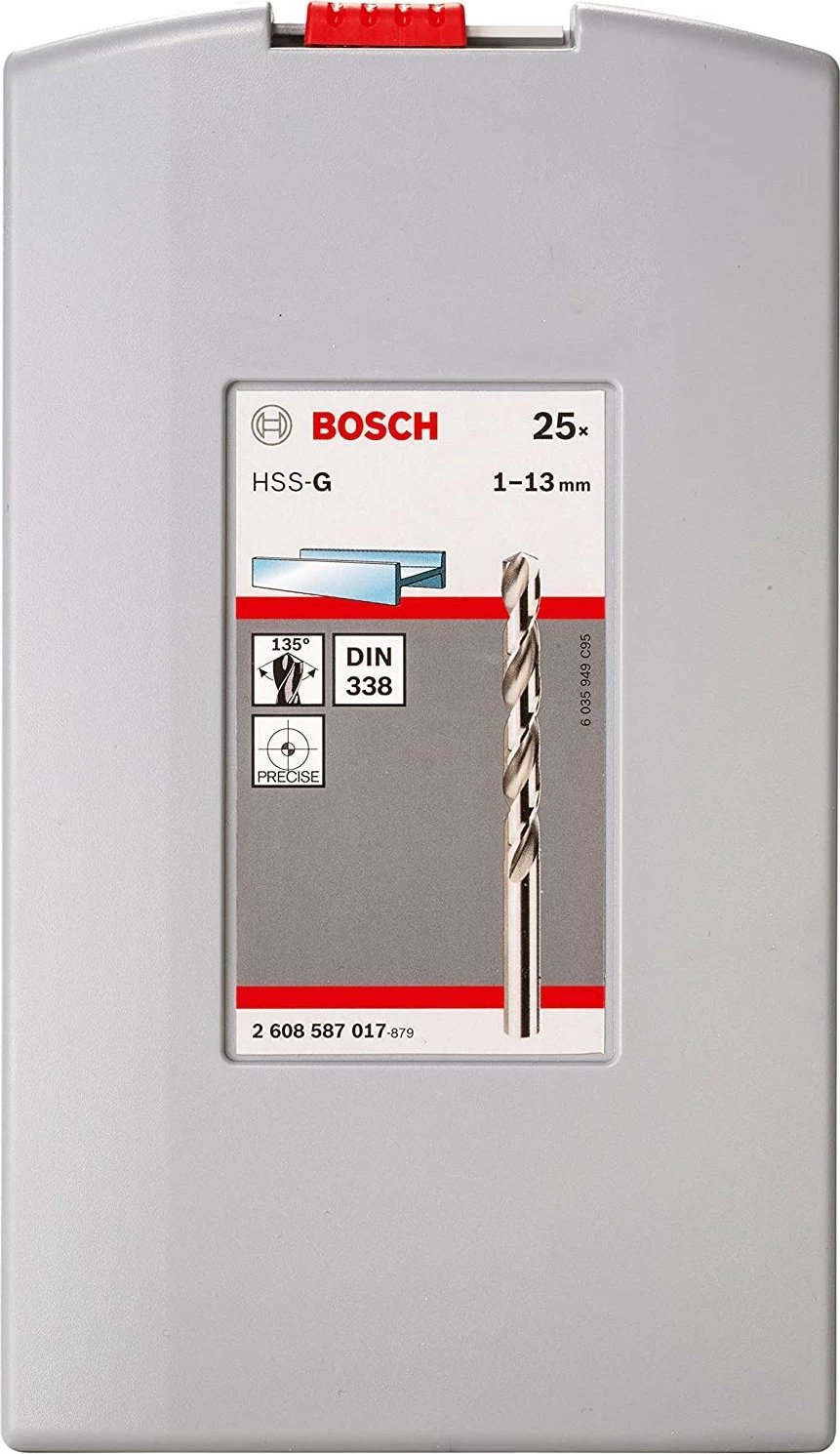 Set spiralesh metal Bosch HSS-G 25 copa 1.0-13.0mm me kuti