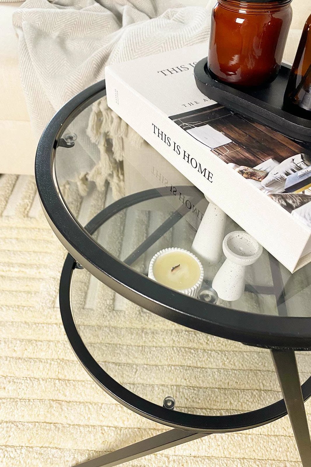 Tavolinë anësore Skye Decor, Valencia, e zezë, fume