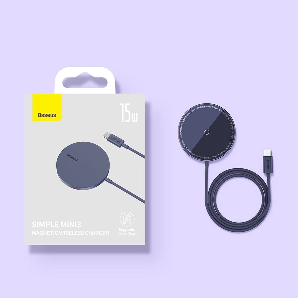 Karikues wireless Baseus Simple Mini3, MagSafe Qi, 15W, Blu Karikues wireless Baseus Simple Mini3, MagSafe Qi, 15W, Blu