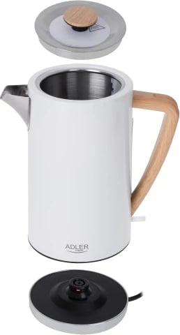 Zierëse uji, Adler, AD 1347, 1.7 L, 1850-2200 W, çelik inox, STRIX, e bardhë