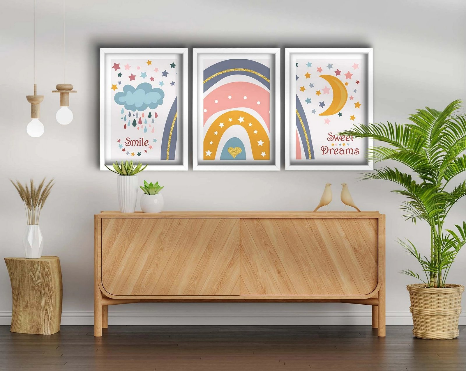 Pikturë dekorative me kornizë MDF (3 copë), Wallity, 3p3752softct-013