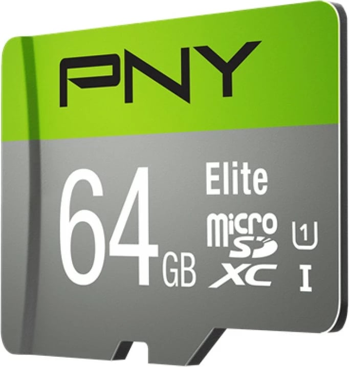 Kartelë memorie PNY Elite 64GB microSDXC Class 10 U1, gjelbër/gri