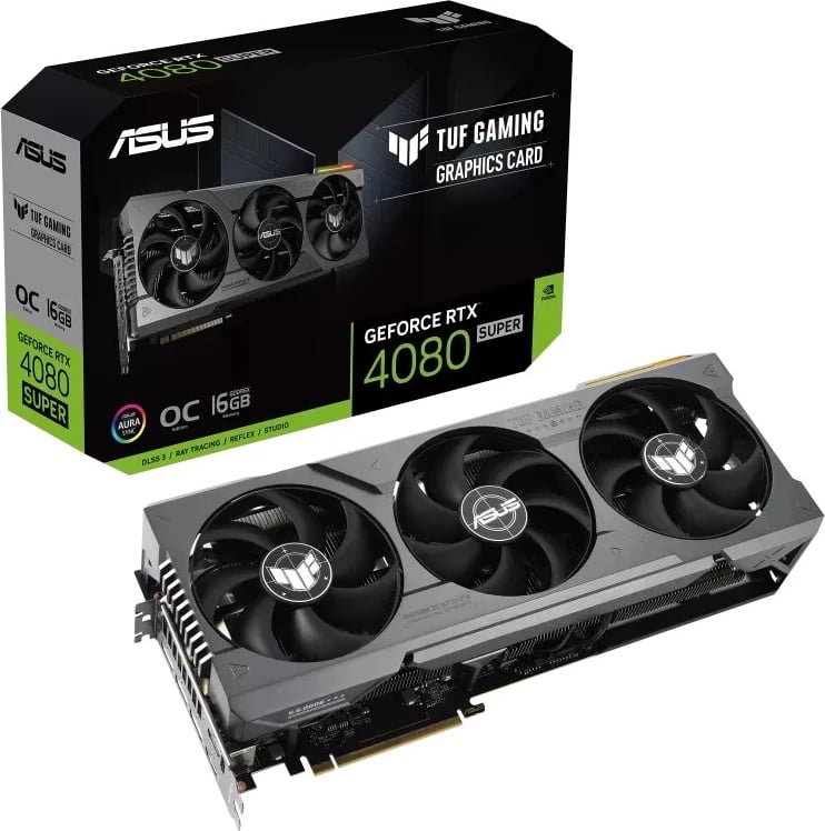 Kartë Grafike ASUS TUF Gaming TUF-RTX4080S-O16G-GAMING, NVIDIA GeForce RTX 4080 SUPER, 16 GB GDDR6X, e zezë