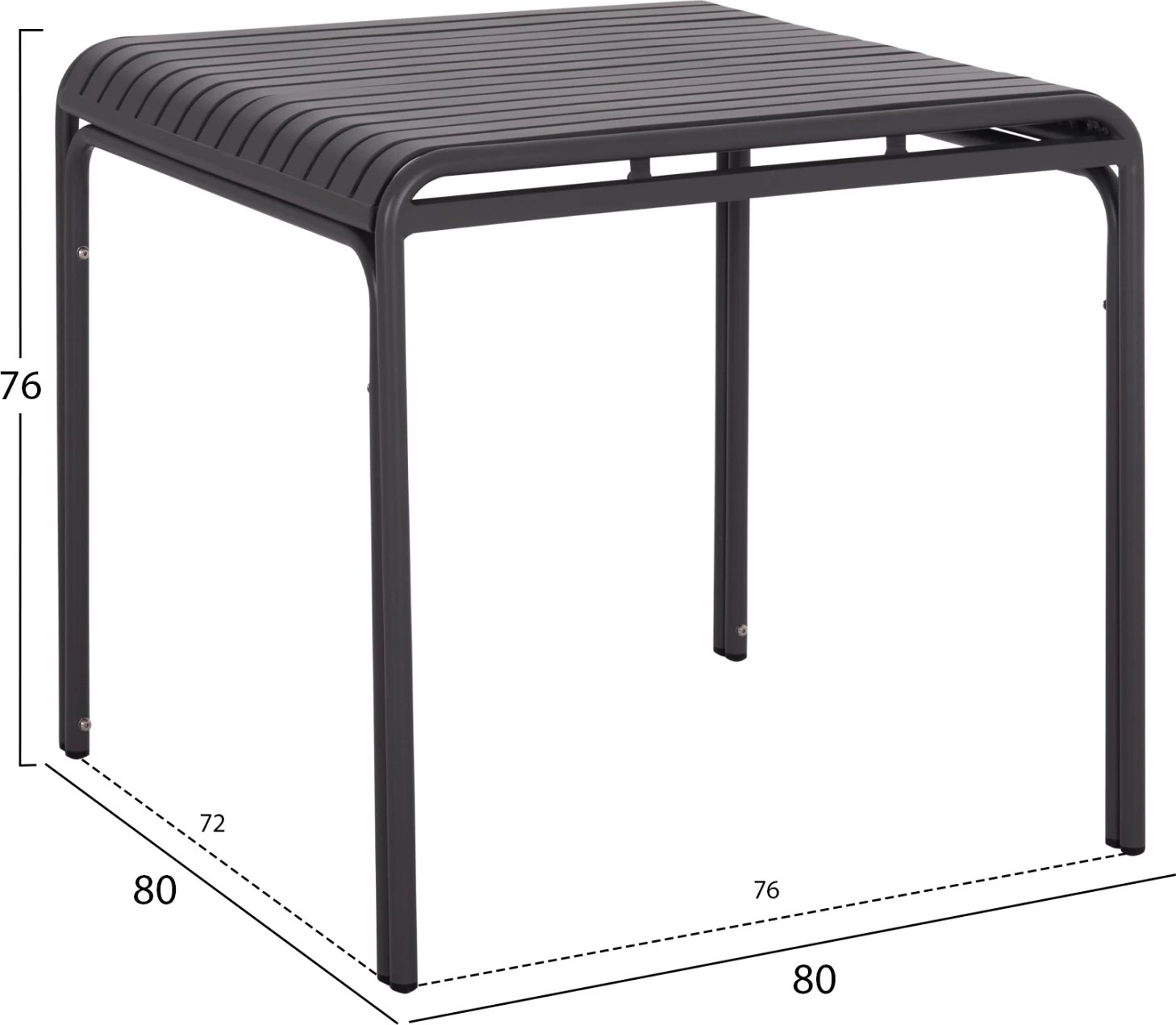Tavolinë katrore alumini për jashtë, ngjyrë gri, RACHEL FH6338.01, 80x80x76cm
