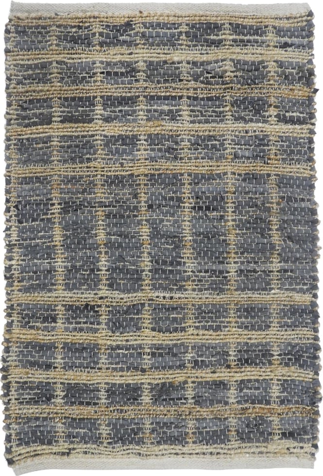 Qilim Karo, lëkurë-gjute, ngjyrë gri-bezhë, 60x90cm