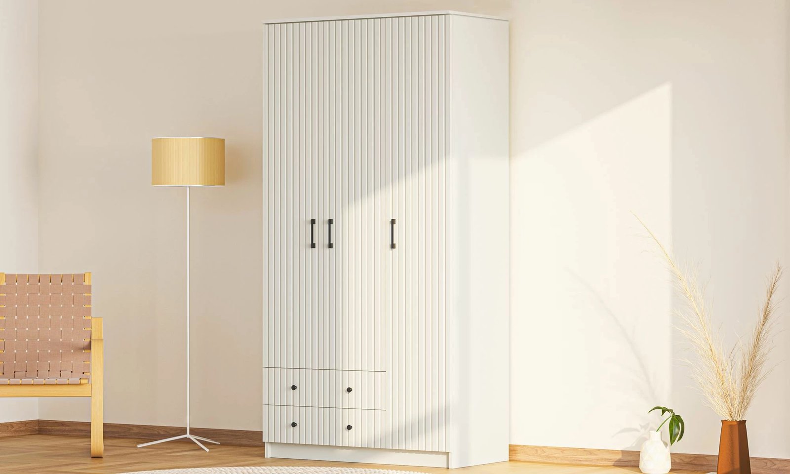 Dollap rrobash Skye Decor, ngjyrë e bardhë matte, RB-185-01