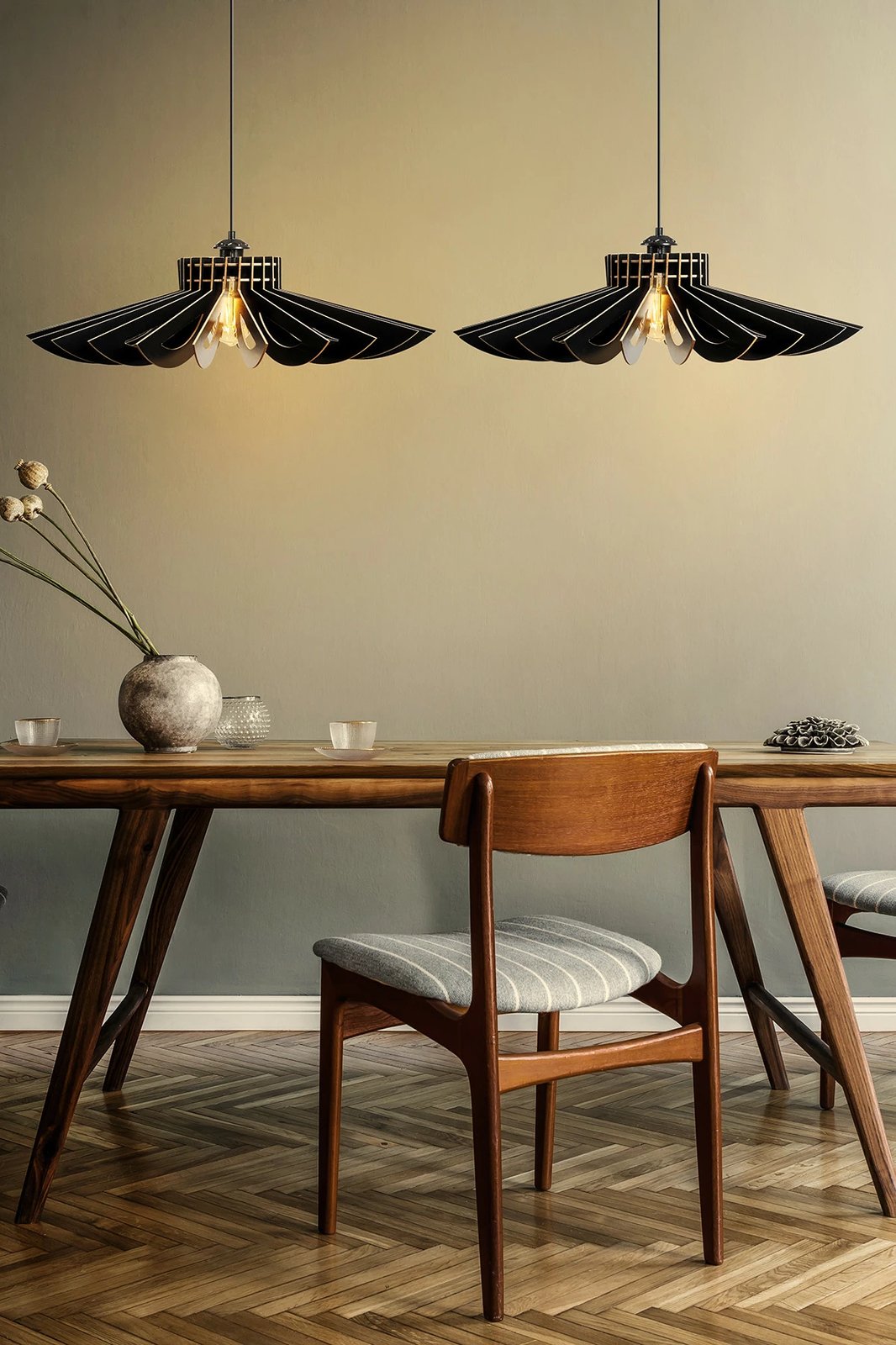 Llambë tavani Opviq, dizajn Daisy, 2 copë, e zezë, 52cm