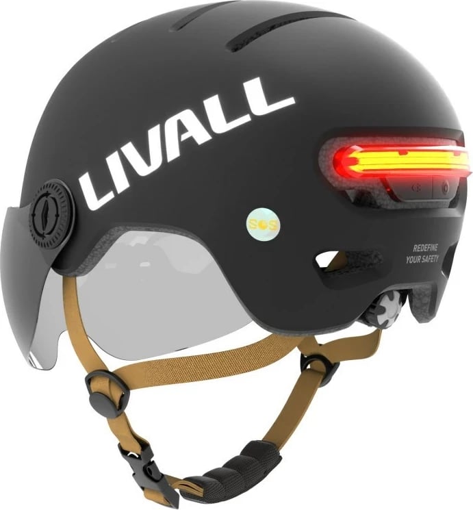 Helmet Livall L23 me LED/SOS, 54-58cm, E zezë