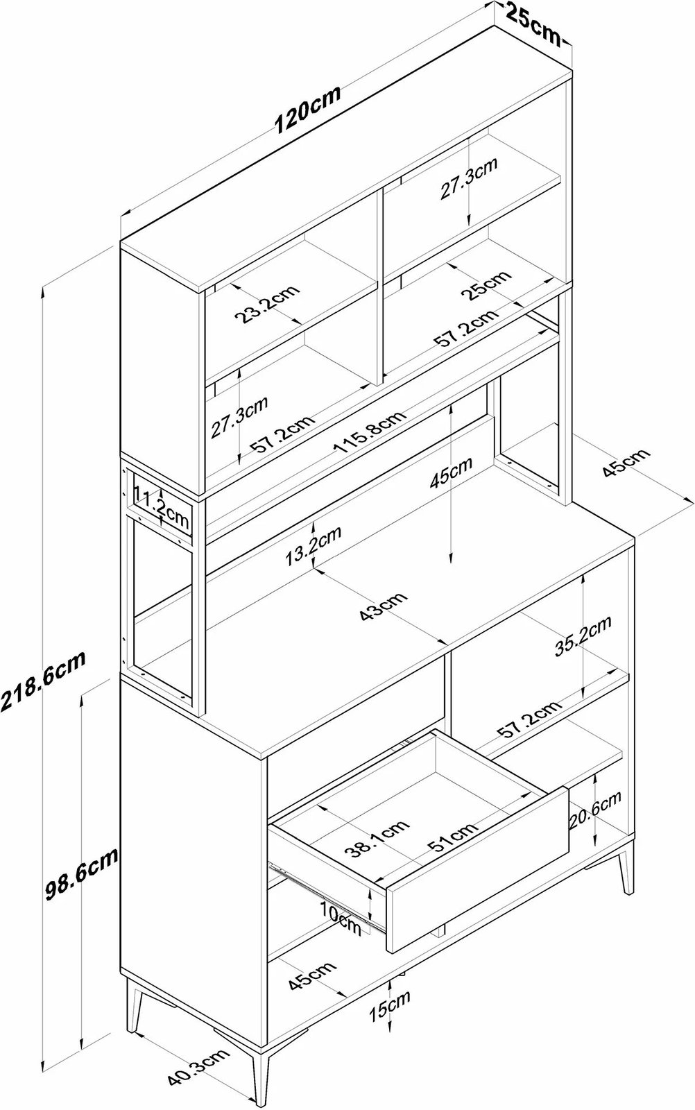 Dollap multifunksional Skye Decor, ngjyrë arr dhe e bardhë, JE209 - 3901
