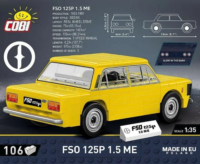 Set lodrash ndërtimi Cobi Klocki FSO 125p 1.5 ME, 106 pjesë, e verdhë