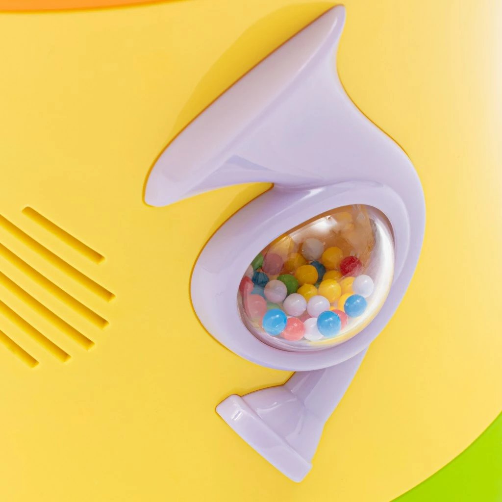 Lodër daulle muzikore, Baby Mix, Two-Sided Dynamic Drum, 8 melodi 12 këngë, drita LED, 10m+, 3xAAA, e verdhë