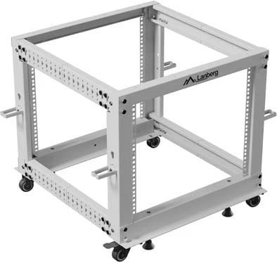 Stendë RACK e hapur 19", Lanberg OR01-6109-S, 9U, 600x600 mm, thellësi e rregullueshme 576–1034 mm, kapacitet 600 kg, gri RAL 7035
