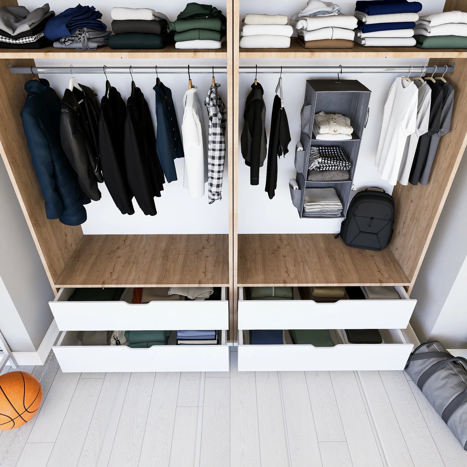 Dollap Skye Decor, ngjyrë arrë e çelët dhe e bardhë, Nisan 1600-021