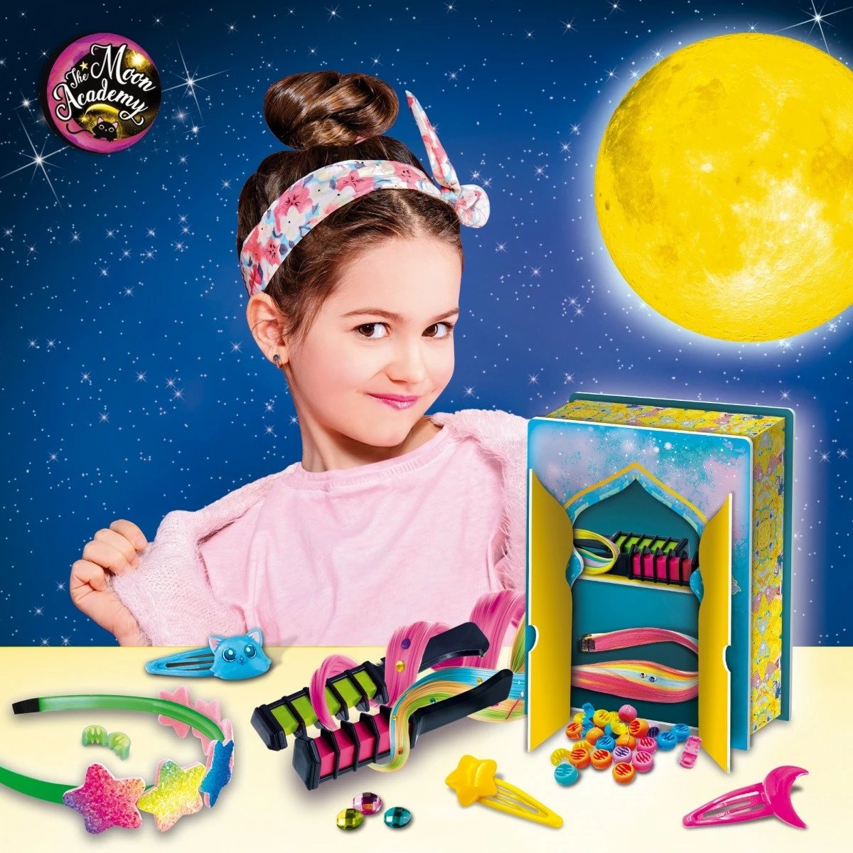 Set kreativ për flokë Moon Academy Lisciani Moonlight Hairstyles, shumëngjyrësh