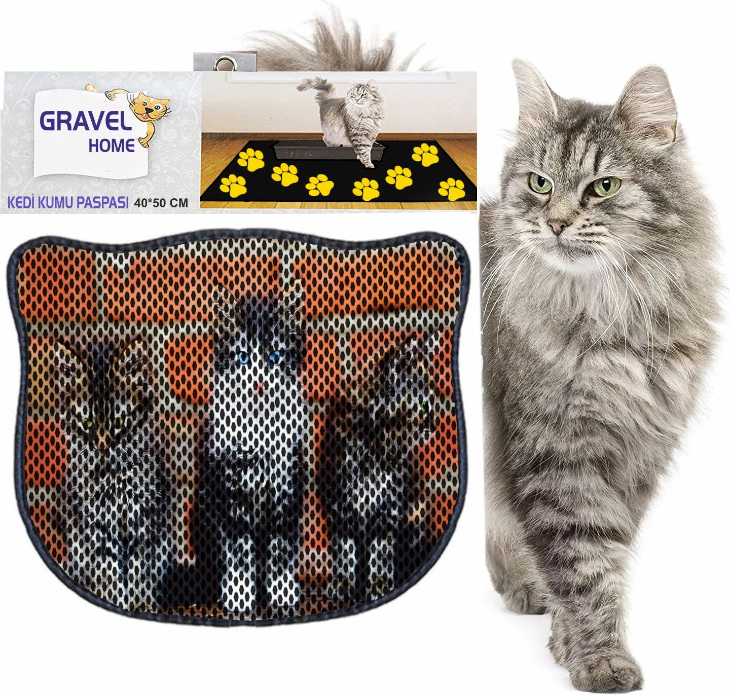 Tapet për rërë maceje, shumëngjyrësh, Paws & Whiskers, Kdkafa0020, 40x50cm