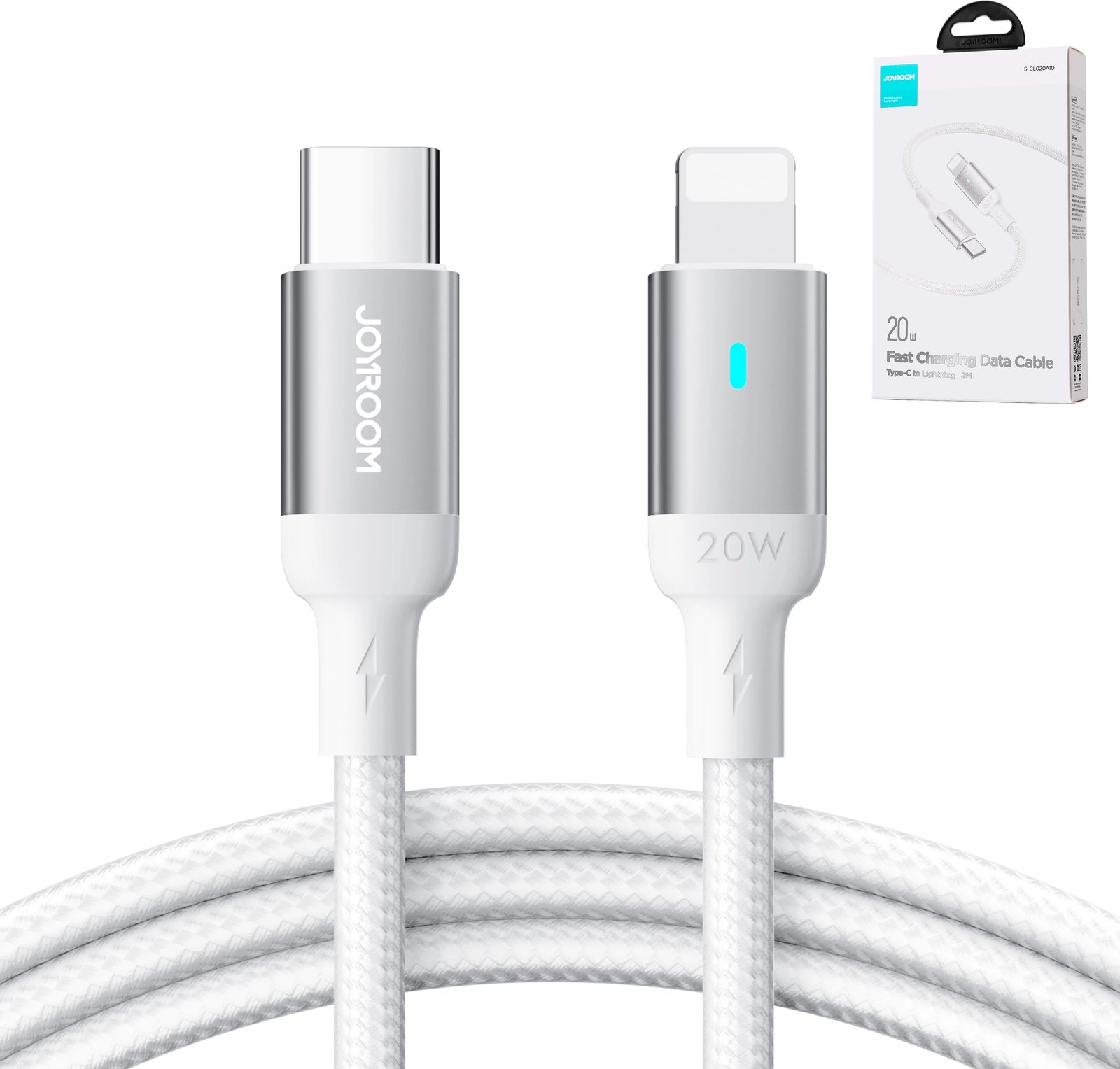 Kabllo Joyroom Extraordinary Series A10, USB-C në Lightning, 2m, 20W, e bardhë