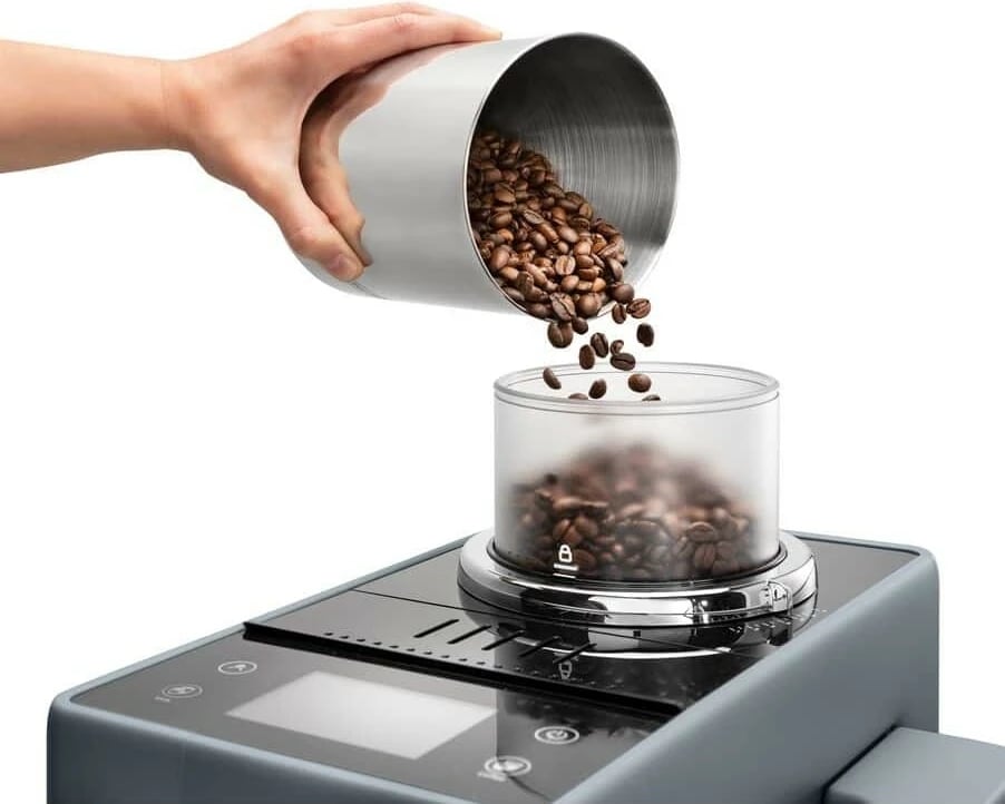 Aparat kafeje DeLonghi Rivelia EXAM 440.55G, automatik, 12 filxhanë, gri