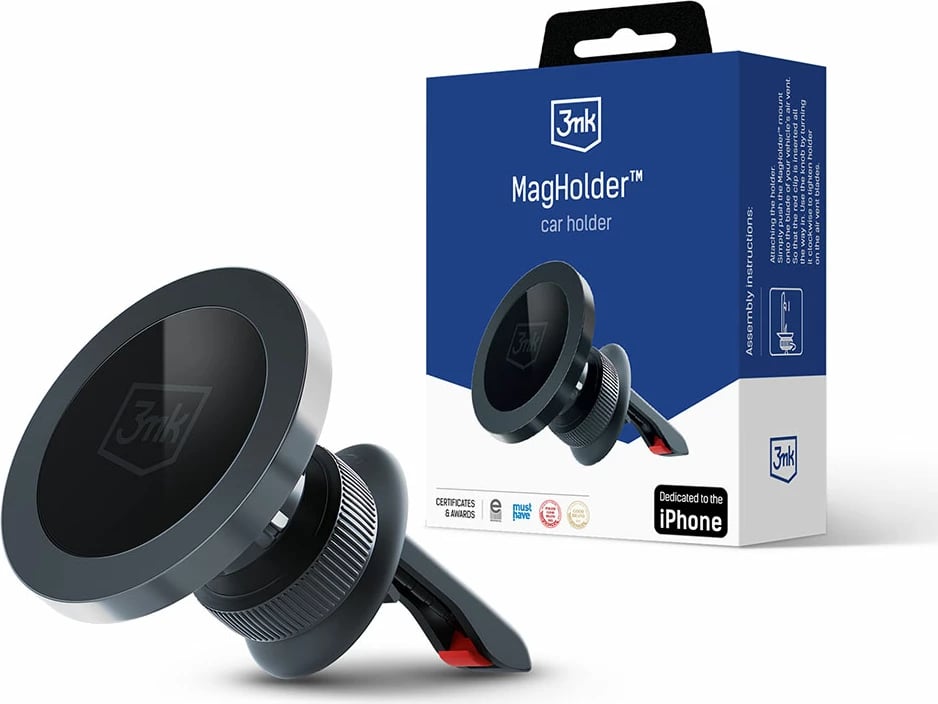Mbajtës magnetik për celular 3mk MagHolder, për grilë të ajrit, i zi