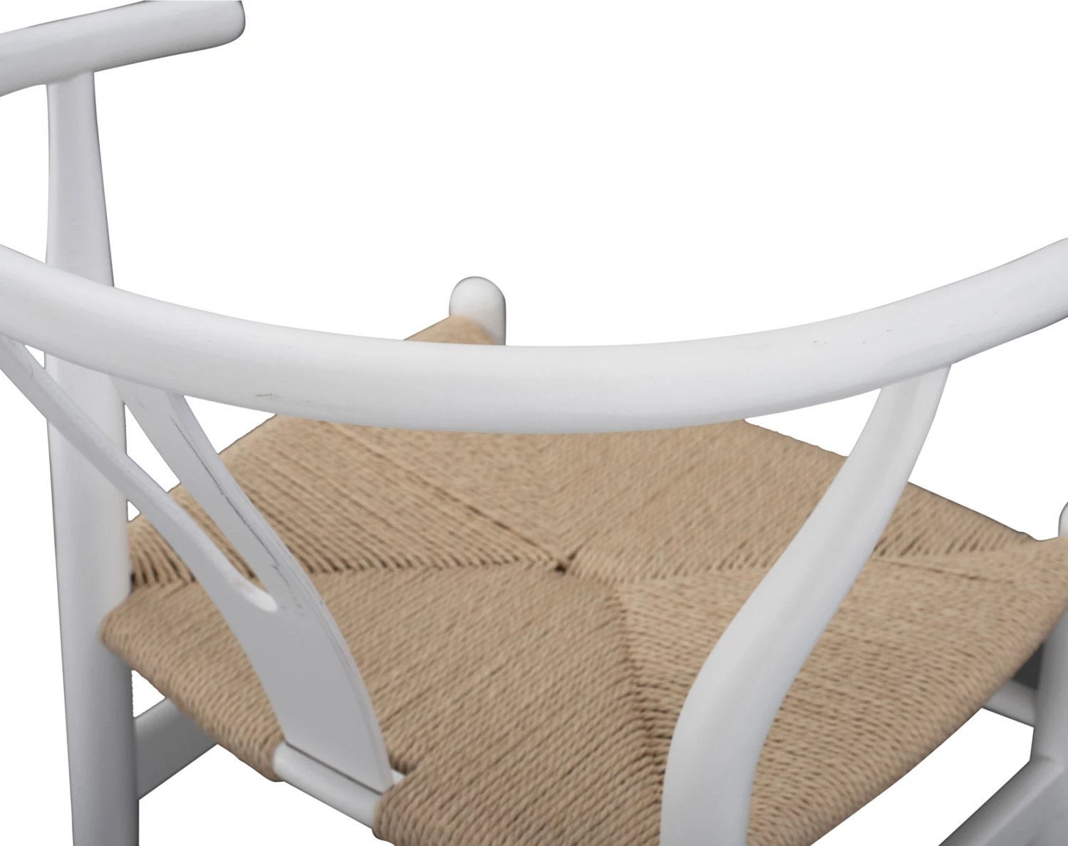 Karrige ngrënie BRAVE, dru ahu, ngjyrë e bardhë, litar bezhë, 54x57x74 cm