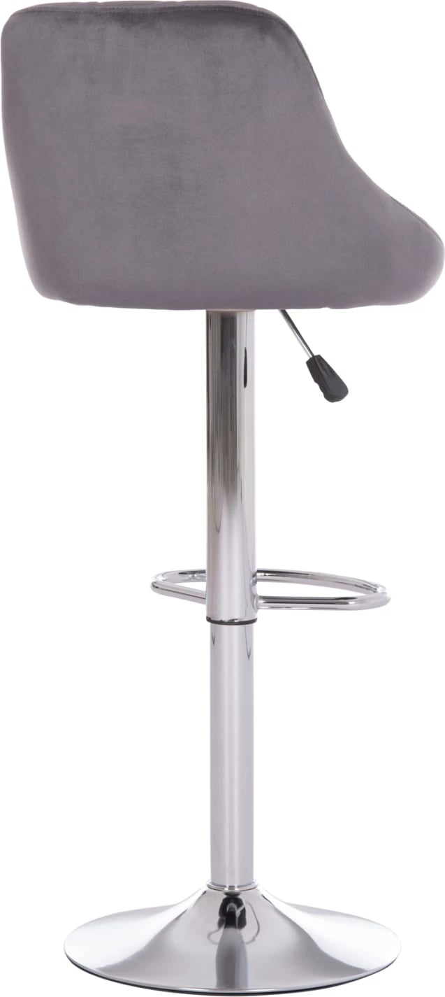 Karrige për bar ROSE, bazë e kromuar, sustë, kadife gri, 48x45x105cm, set prej 2 copë