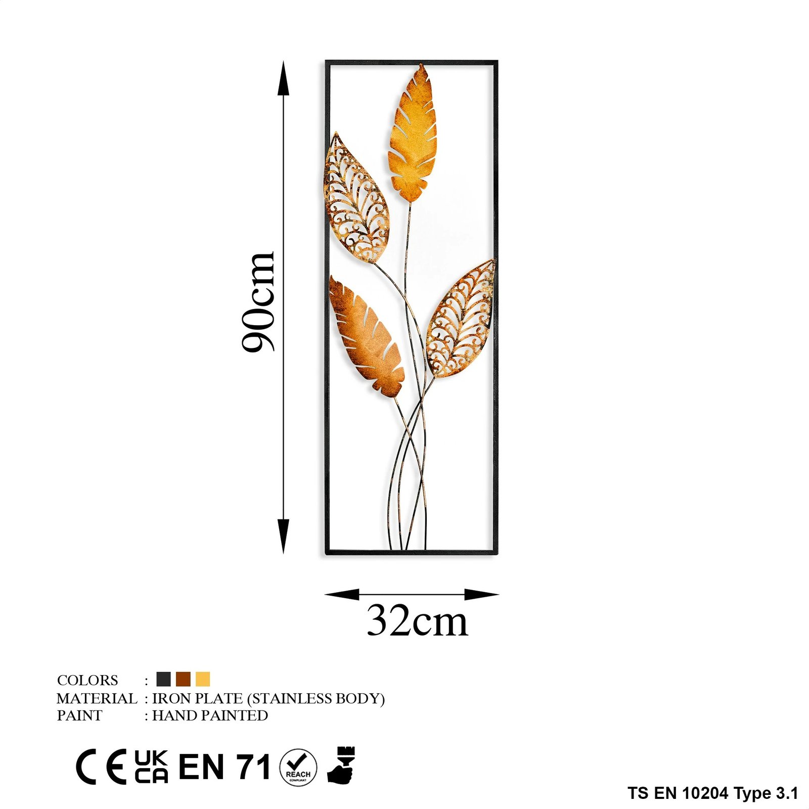 Aksesor dekorativ metalik për mur, Wallity, Timeyi 2, shumëngjyrësh, 32x90cm