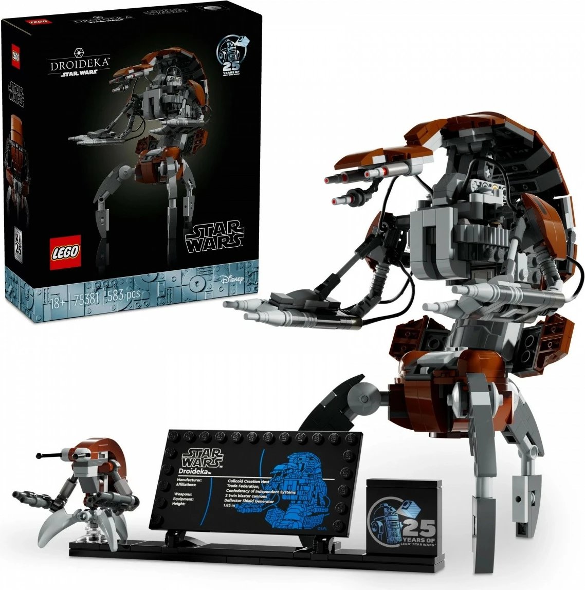 Set LEGO Star Wars Droideka 75381, 583 pjesë, për të rritur, Kafe/Gri