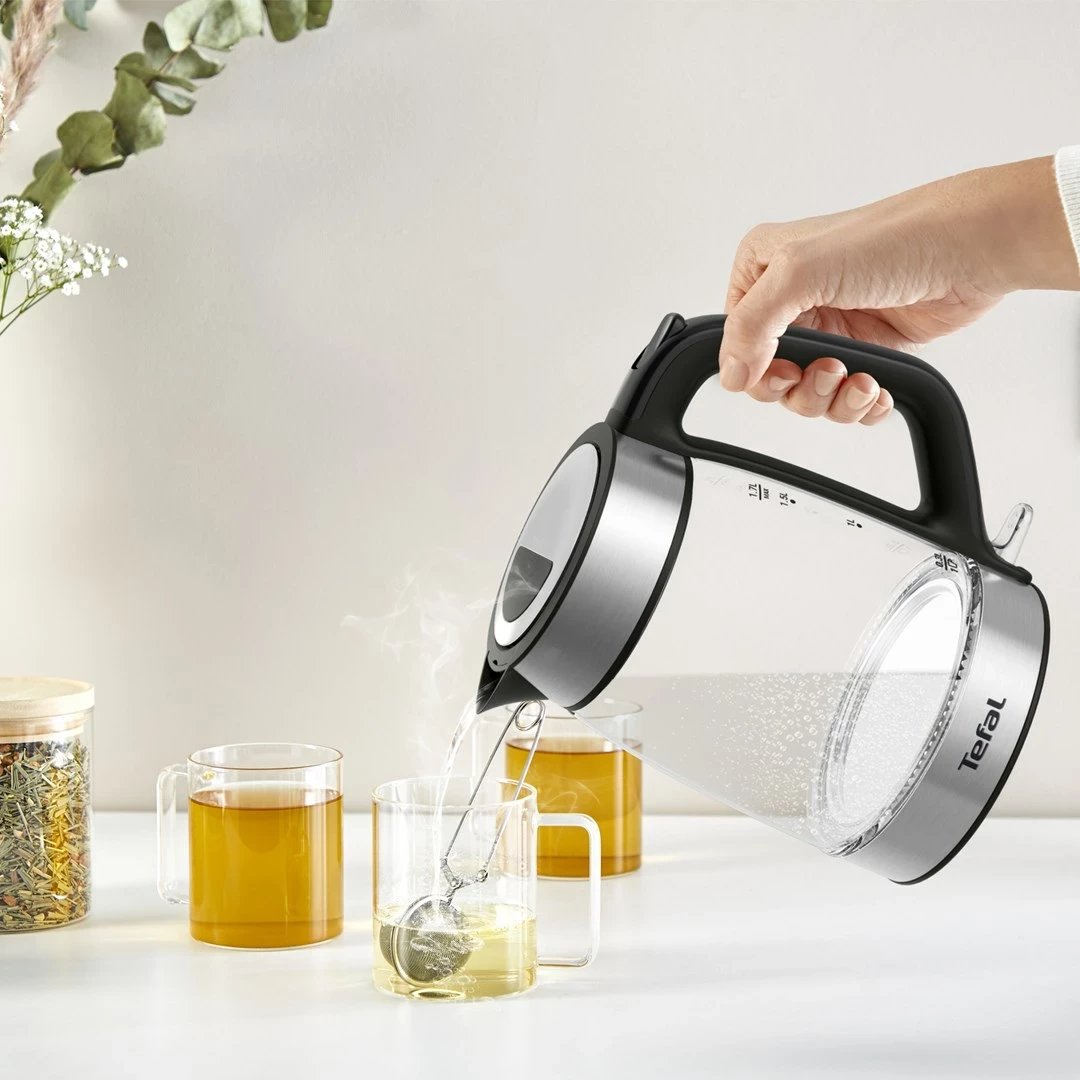 Ibrik elektrik Tefal KI605830, 1.7L, 2200W, xham, argjendtë/zi