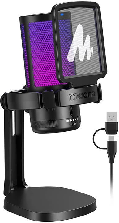 Mikrofon gaming Maono DGM20, kondensator, kardioid, me ndriçim RGB, i zi Mikrofon gaming Maono DGM20, kondensator, kardioid, me ndriçim RGB, i zi