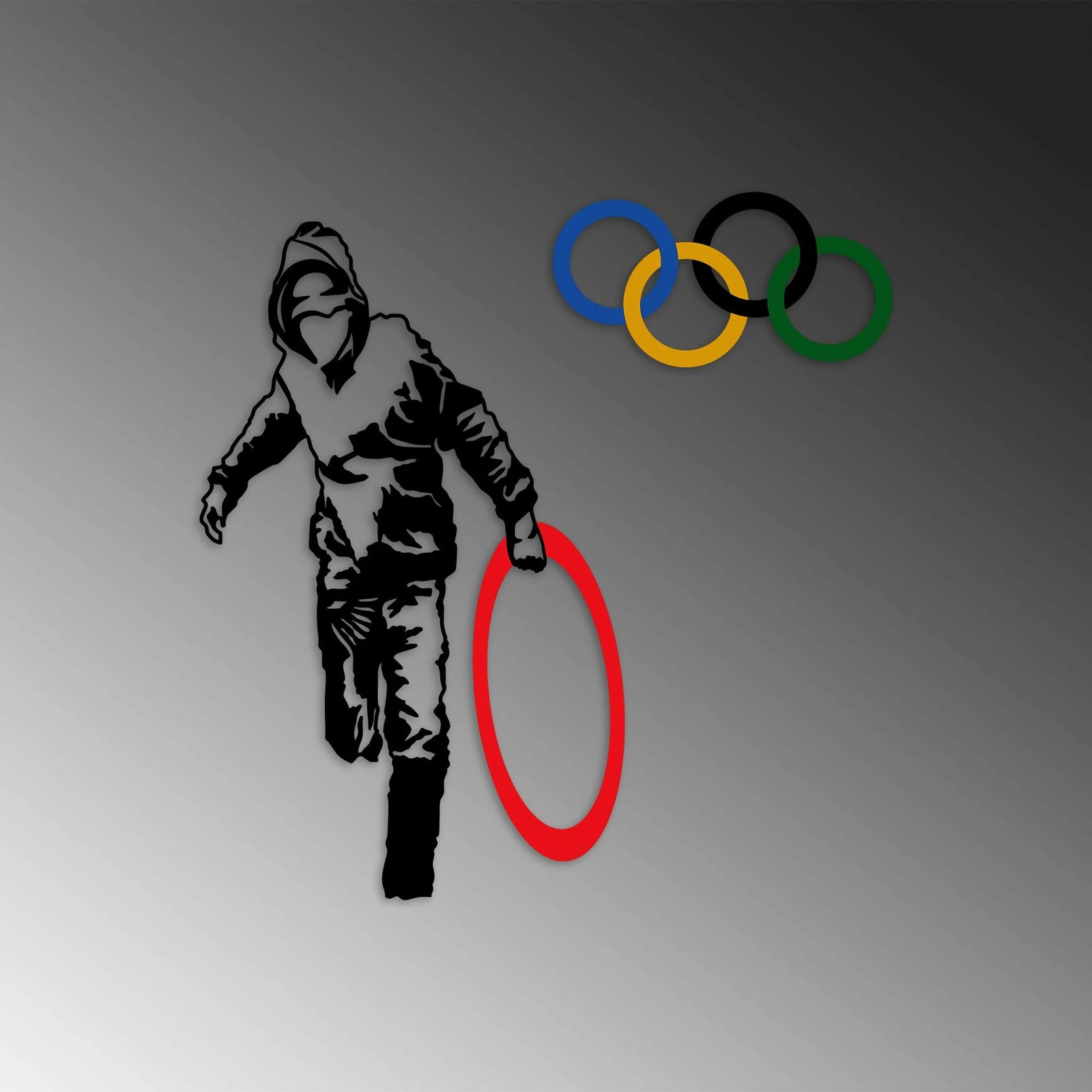 Aksesor dekorativ metalik për mur Wallity, Banksy - 7, shumëngjyrësh, 62x61cm