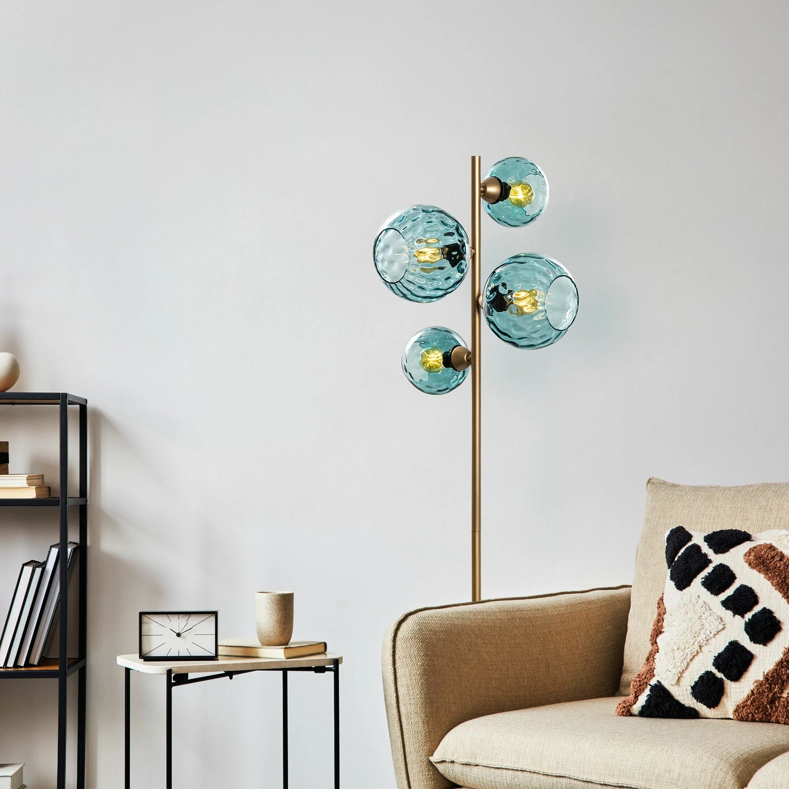 Llambë dyshemeje Opviq, Benek - blu dhe ari, 35x35x165 cm