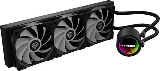 Kasë ftohëse me ujë Natec HYDRIA GENESIS 360 ARGB, 3 ventilatorë, e zezë