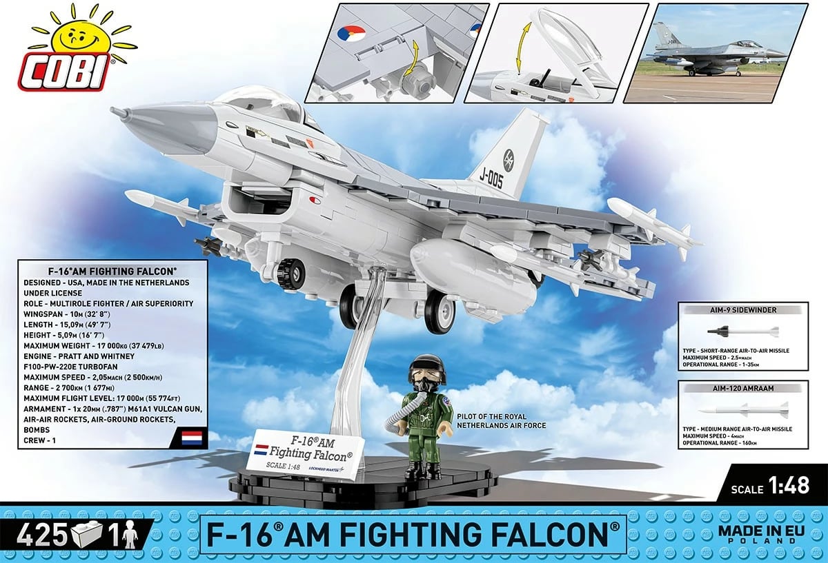 Set ndërtimi Cobi F-16 AM Fighting Falcon, 425 pjesë, gri/bardhë Set ndërtimi Cobi F-16 AM Fighting Falcon, 425 pjesë, gri/bardhë