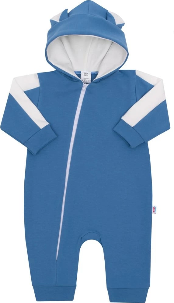 Kombinezon bebe New Baby The Best, termo, me kapuç me veshë, zinxhir i plotë, madhësia 92 (18-24 muaj), blu