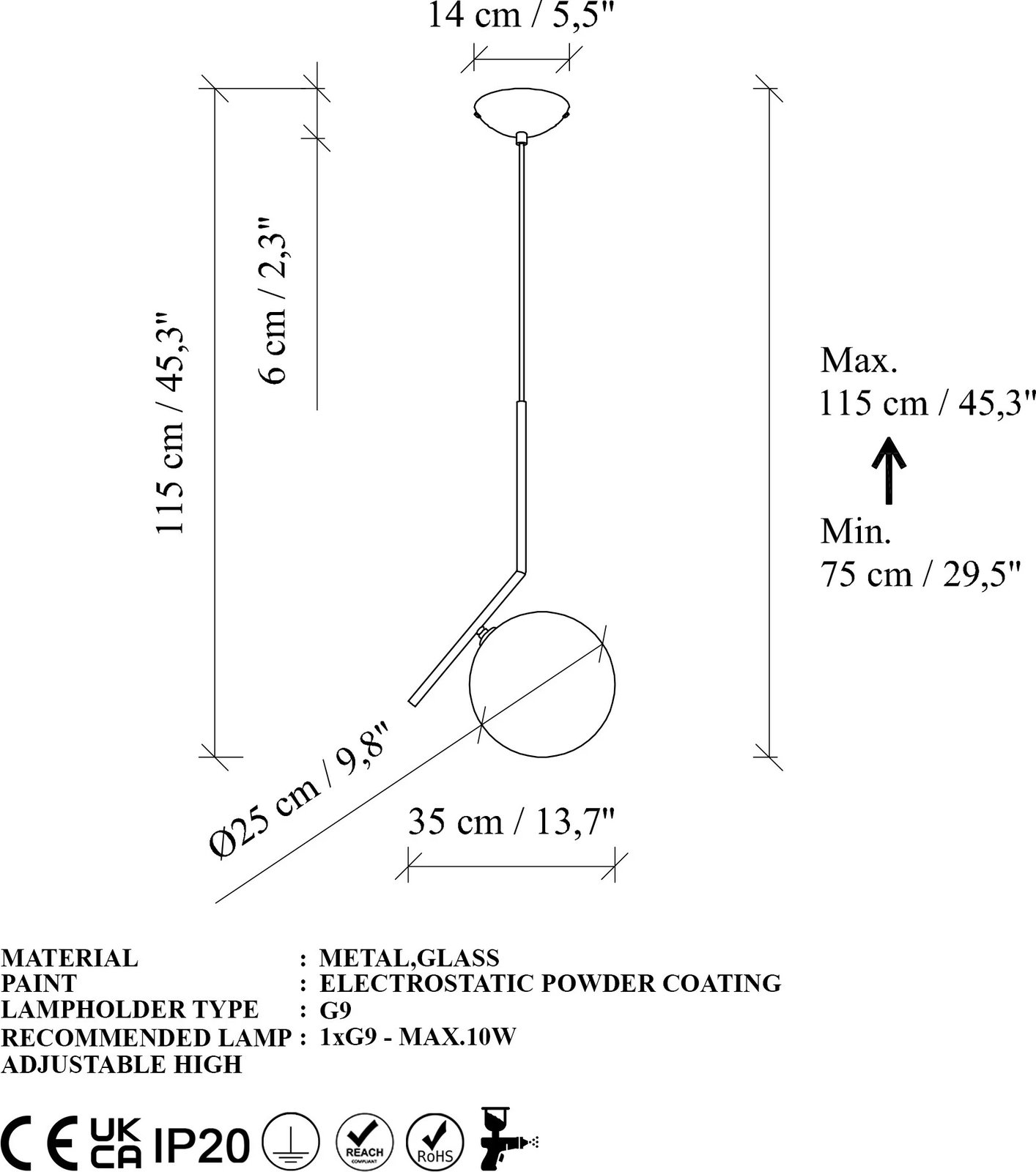 Llambë tavani Opviq, Luminar - 14110, ngjyrë e zezë