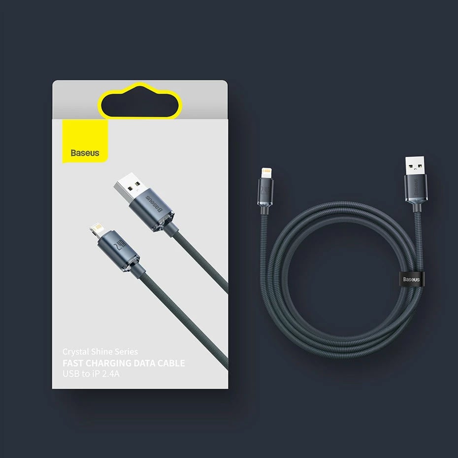 Kabllo karikimi dhe të dhënash Baseus Crystal Shine Series, USB-A në Lightning, 1.2m, 2.4A, vjollcë
