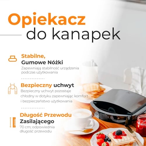 Aparat sanduiçesh, Adler, AD 3069, 750W (1000W max), pllaka jo-ngjitëse 22 x 12.5 cm, ruajtje vertikale, i zi