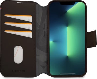 Mbështjellës Decoded Detachable Wallet për iPhone 14 Pro Max, lëkurë, MagSafe, Kafe