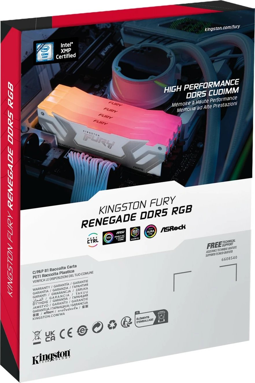 RAM Memorje Kingston FURY Renegade RGB 48GB DDR5 8400MT/s CL40 kit i bardhë
