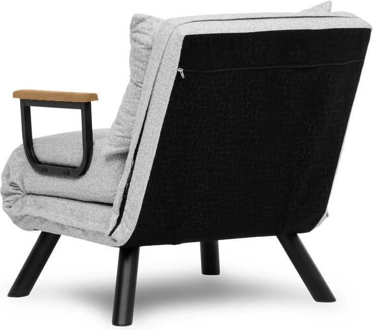 Krevat-karrige një vendës, Atelier del Sofa, Sando Single, material teddy, ngjyrë gri