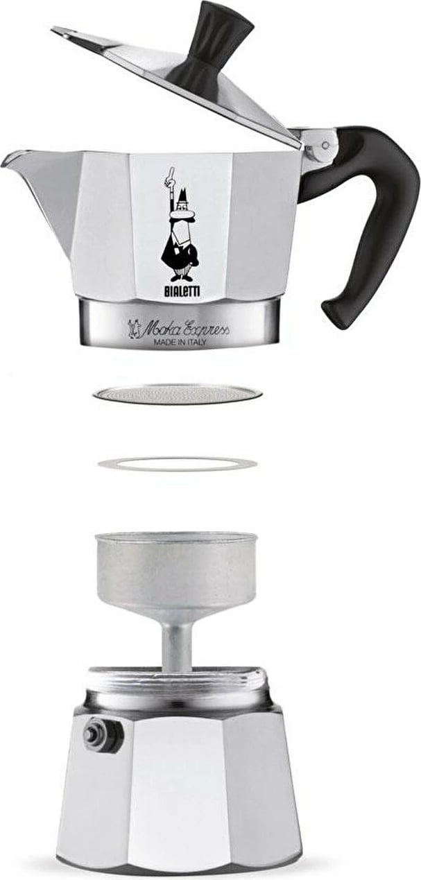 Kafetierë Bialetti Moka Express, 2 filxhanë, alumin, argjend