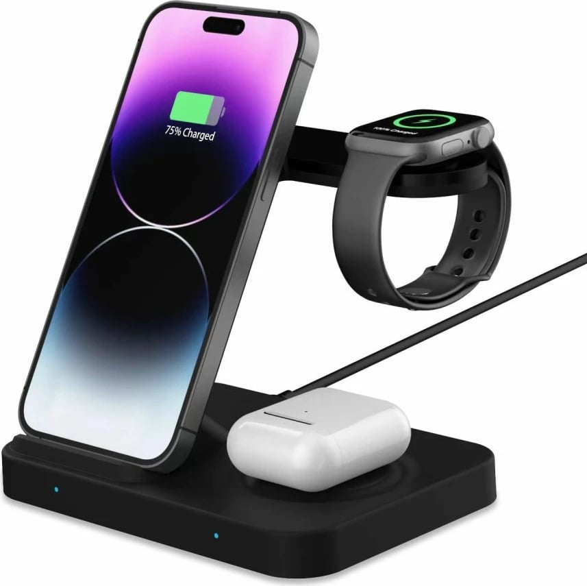 Karikues wireless 3-në-1 Tech-Protect QI15W-A37, 15W, i zi